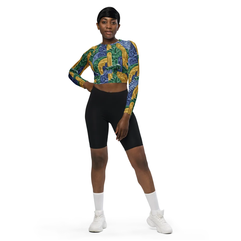 Moorish Maze on Long Sleeve Crop Top — Front