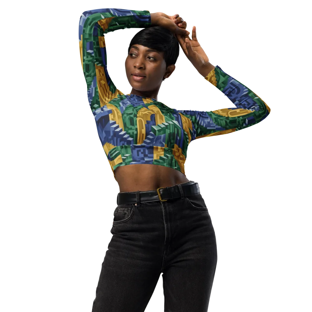 Moorish Maze on Long Sleeve Crop Top — Front