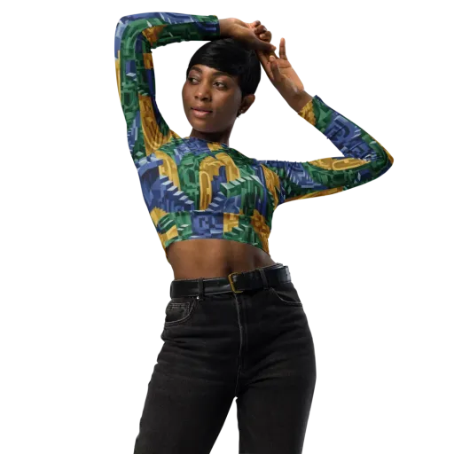 Moorish Maze on a Long Sleeve Crop Top