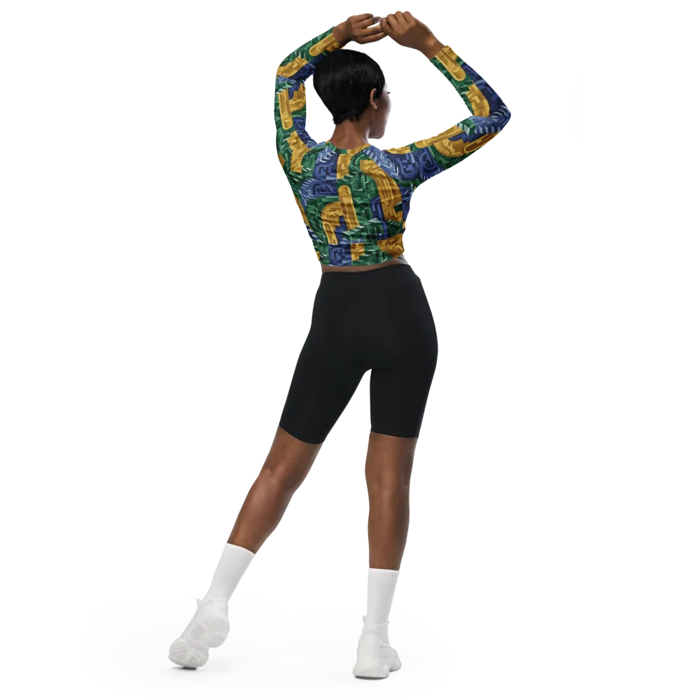 Moorish Maze on Long Sleeve Crop Top — Back