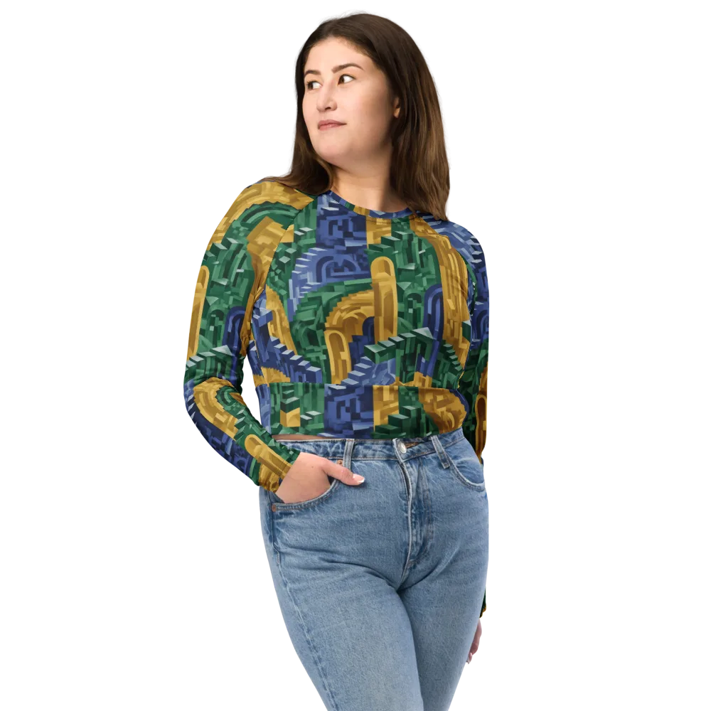 Moorish Maze on Long Sleeve Crop Top — Front