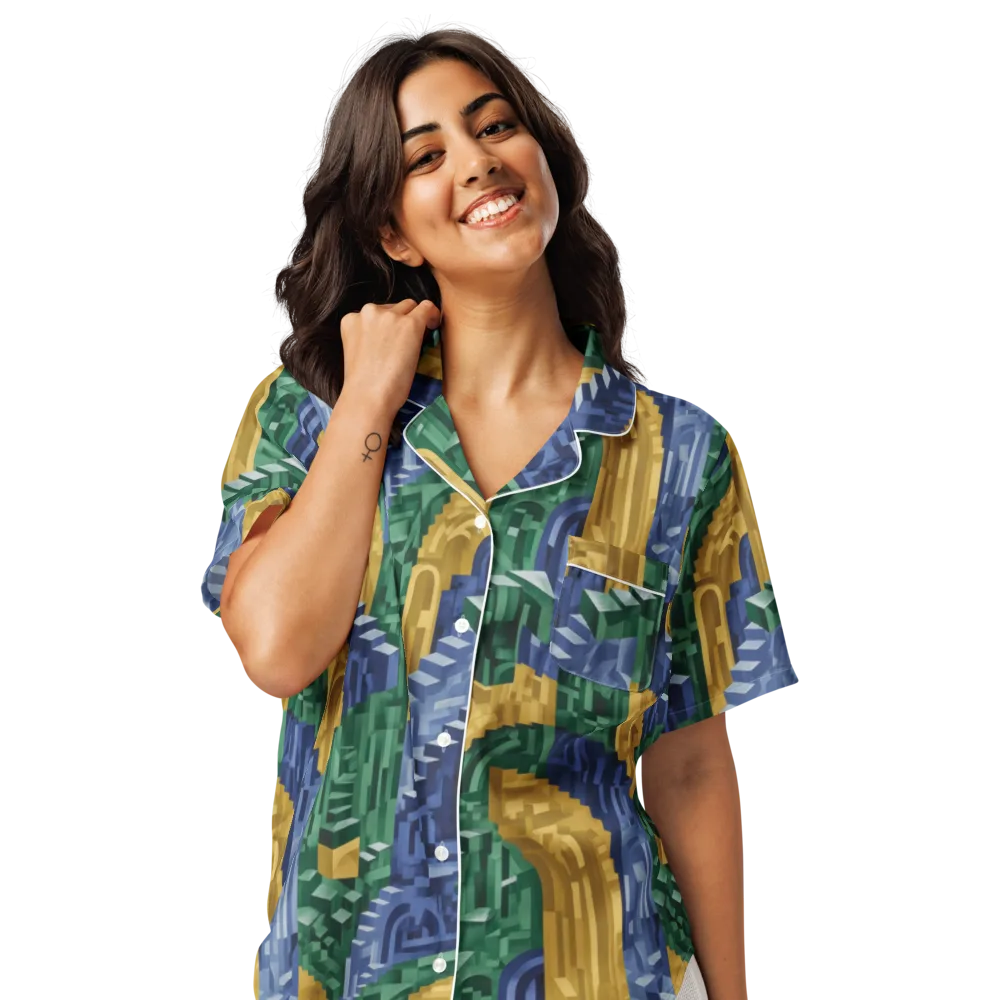 Moorish Maze on Women's Short Sleeve Pajama Top — Front