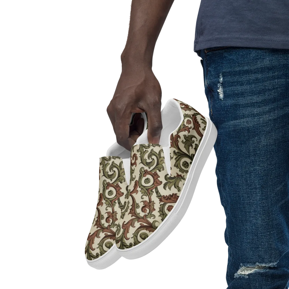 Acanthus Archive on Men's Slip-On Canvas Shoes — Left Front