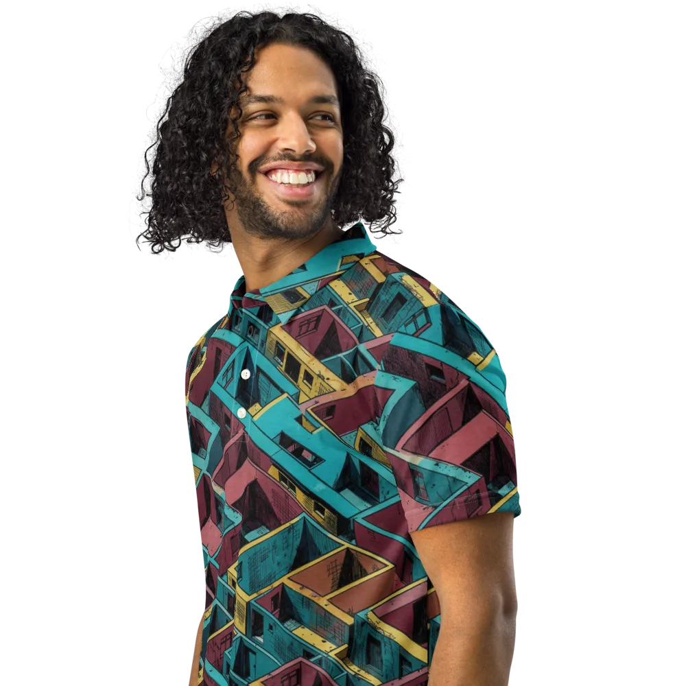 Concrete Kaleidoscope on Men's Slim Fit Polo Shirt — Left Front