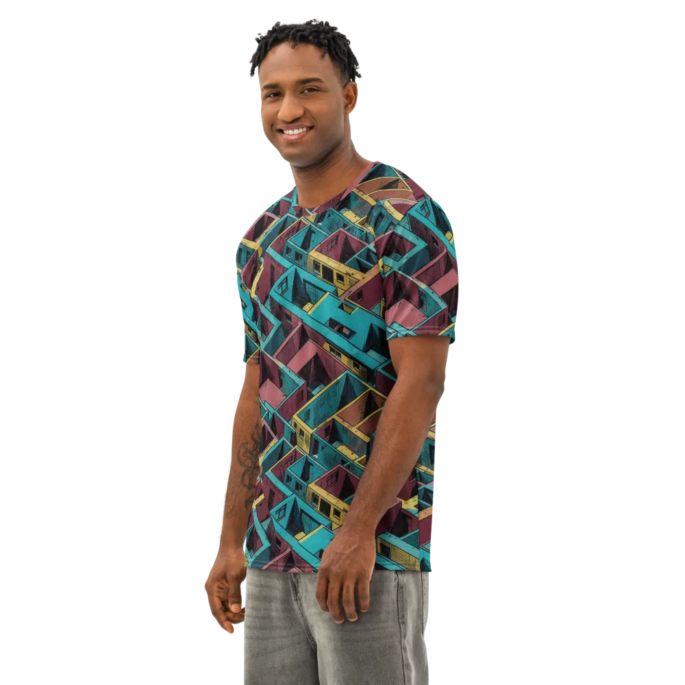 Concrete Kaleidoscope on Men's Cotton Crew Neck T-Shirt — Left Front