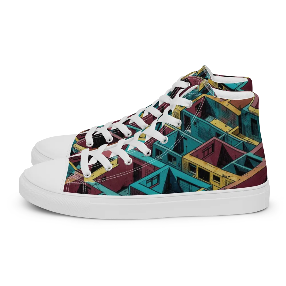 Concrete Kaleidoscope on Men's High Top Canvas Shoes — Left
