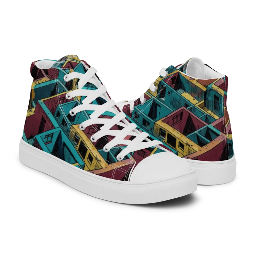 Concrete Kaleidoscope on Men's High Top Canvas Shoes — Right