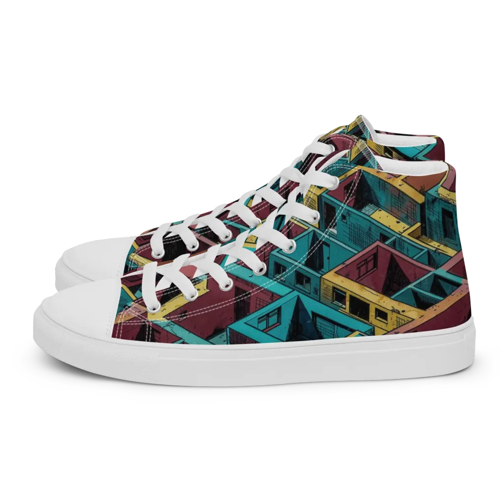 Concrete Kaleidoscope on Women's High Top Canvas Shoes — Left