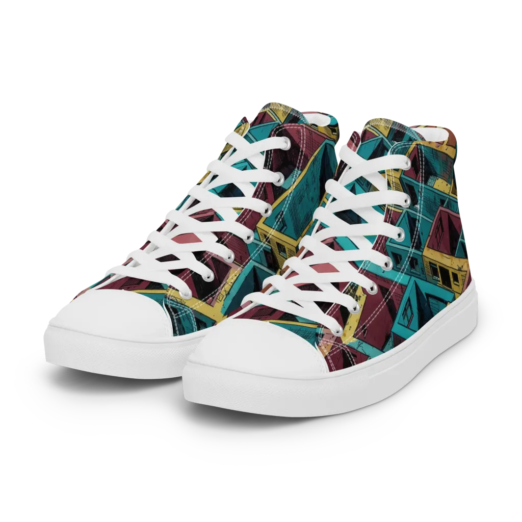 Concrete Kaleidoscope on Women's High Top Canvas Shoes — Left Front