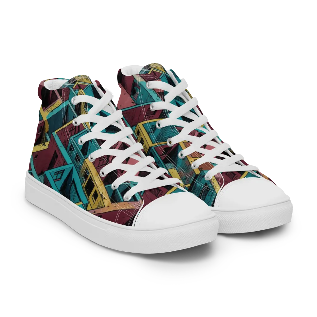Concrete Kaleidoscope on Women's High Top Canvas Shoes — Right Front