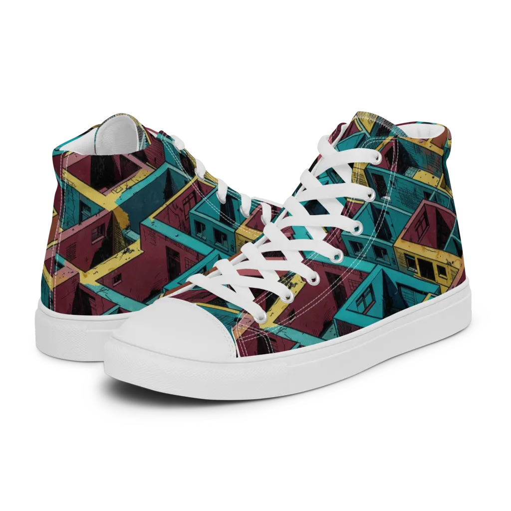 Concrete Kaleidoscope on Women's High Top Canvas Shoes — Left