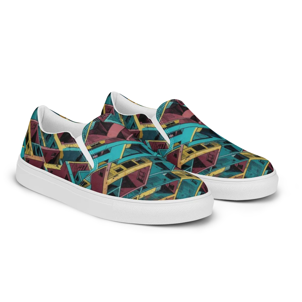 Concrete Kaleidoscope on Men's Slip-On Canvas Shoes — Right Front