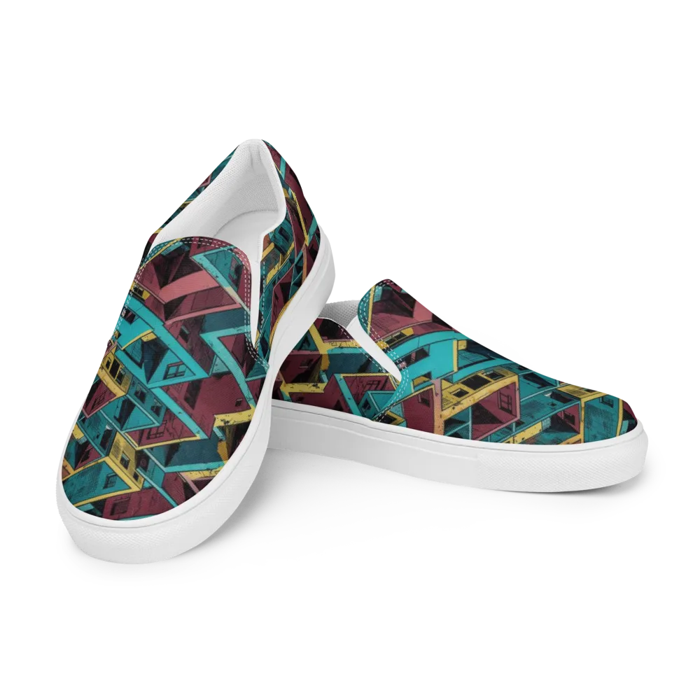 Concrete Kaleidoscope on Men's Slip-On Canvas Shoes — Left Front