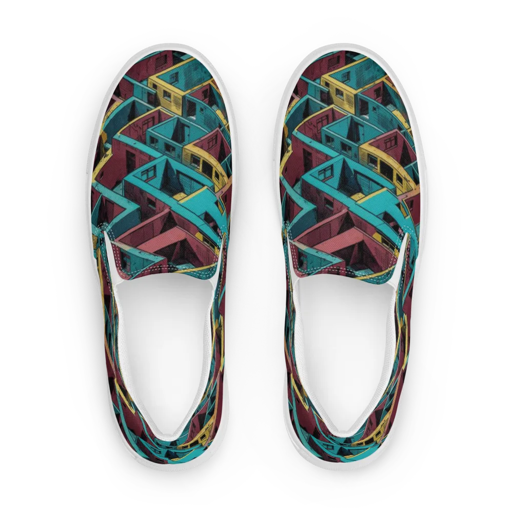 Concrete Kaleidoscope on Women's Slip-On Canvas Shoes — Front