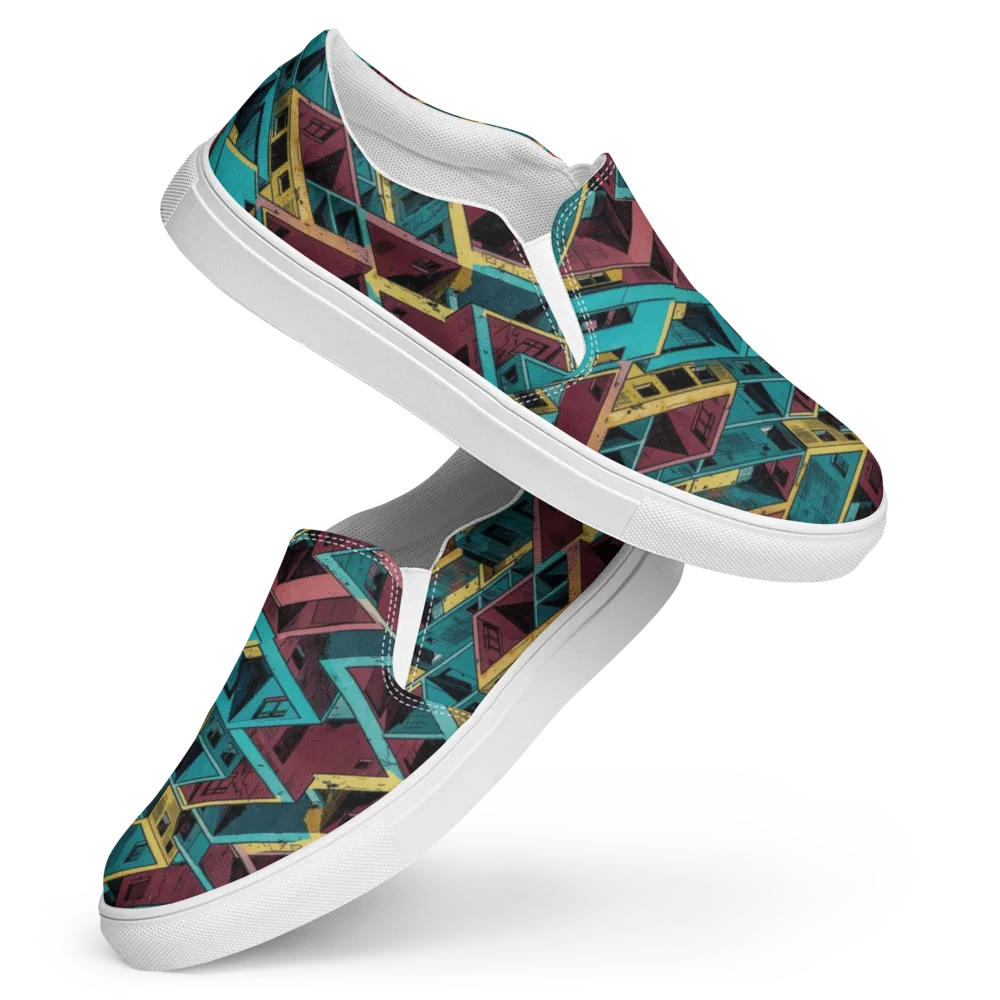 Concrete Kaleidoscope on Women's Slip-On Canvas Shoes — Front