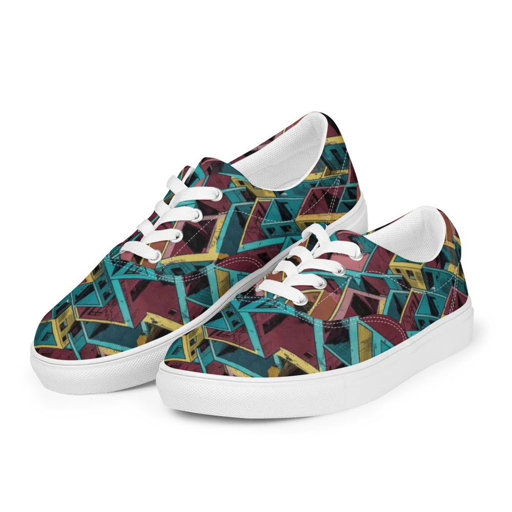 Concrete Kaleidoscope on Men's Lace-Up Canvas Shoes — Left Front