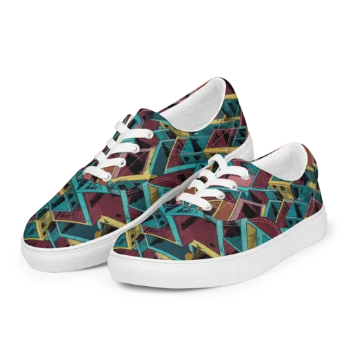Concrete Kaleidoscope on a Men's Lace-Up Canvas Shoes