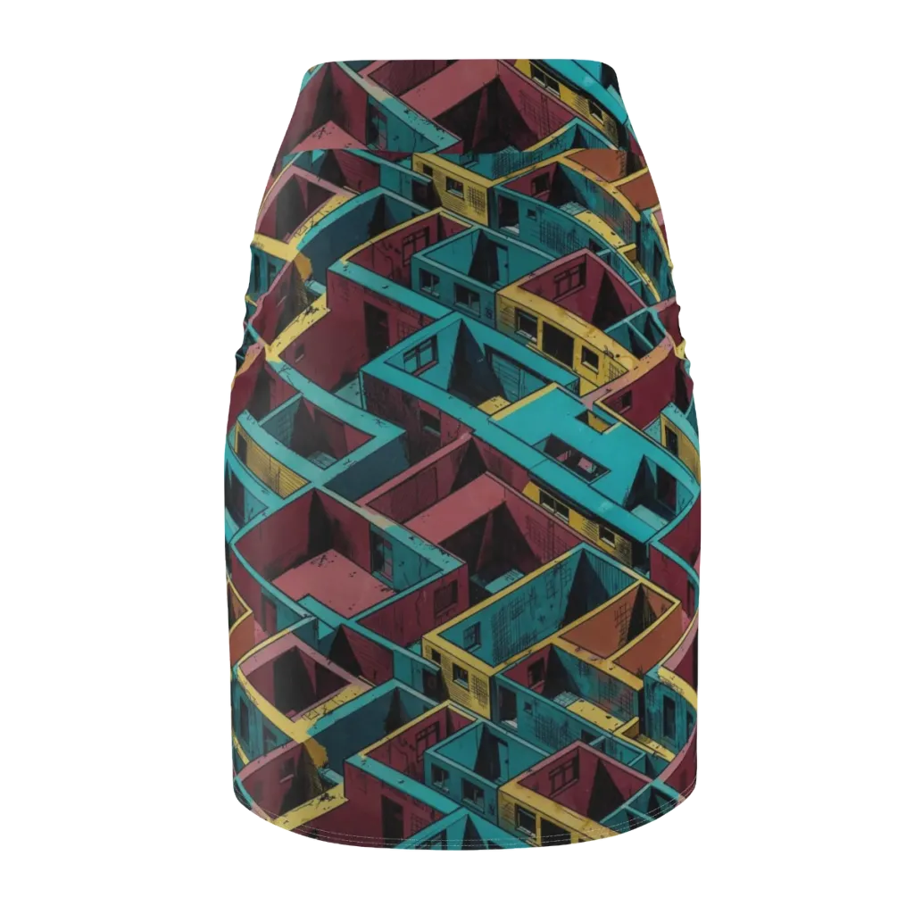 Concrete Kaleidoscope on Pencil Skirt — Back