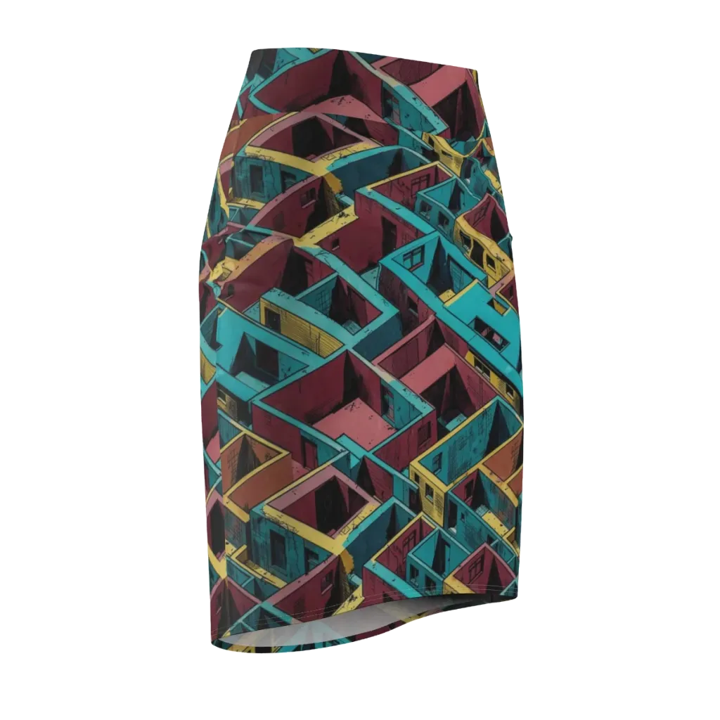 Concrete Kaleidoscope on Pencil Skirt — Front Side