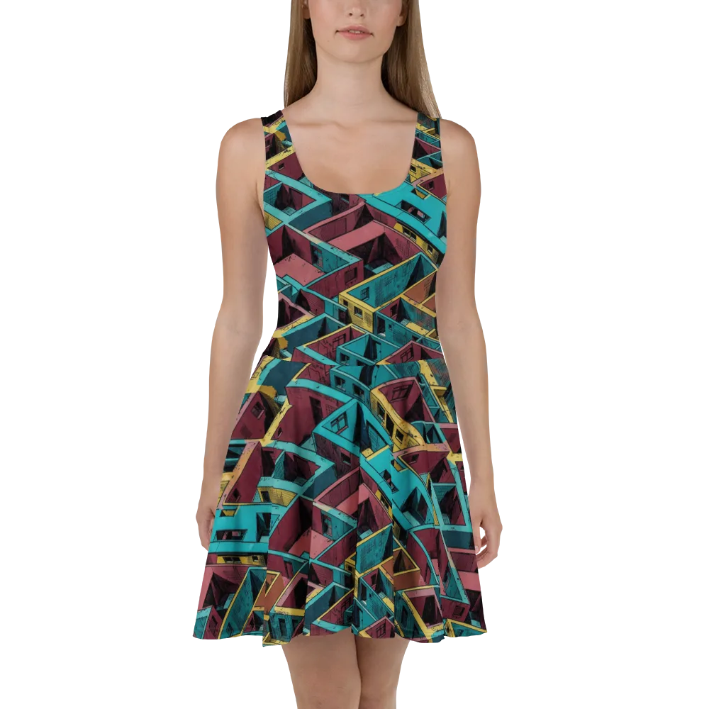 Concrete Kaleidoscope on Skater Dress — Front