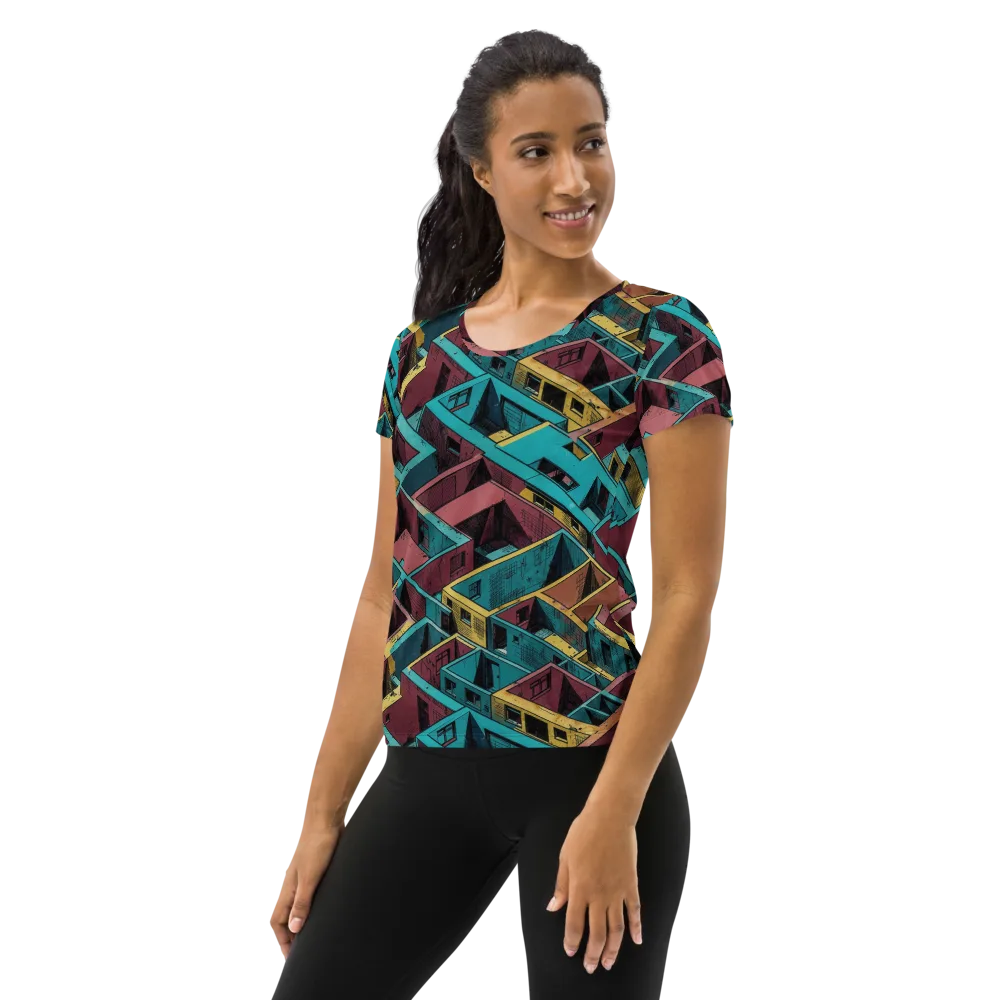 Concrete Kaleidoscope on Women's Athletic T-Shirt — Left