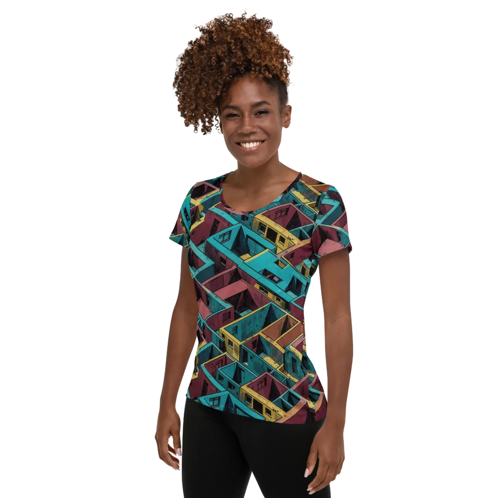 Concrete Kaleidoscope on Women's Athletic T-Shirt — Left
