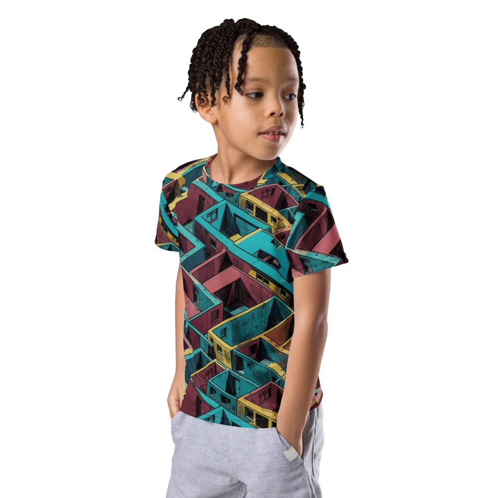 Concrete Kaleidoscope on Kids Crew Neck T-Shirt — Left Front
