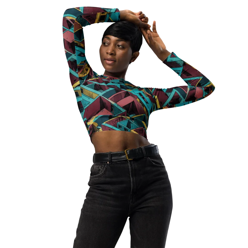 Concrete Kaleidoscope on Long Sleeve Crop Top — Front