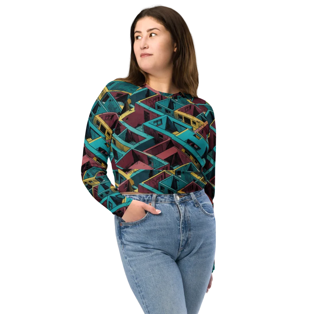 Concrete Kaleidoscope on Long Sleeve Crop Top — Front