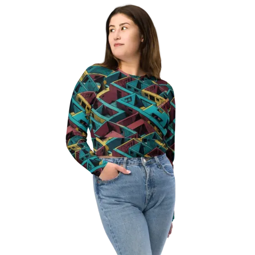Concrete Kaleidoscope on a Long Sleeve Crop Top