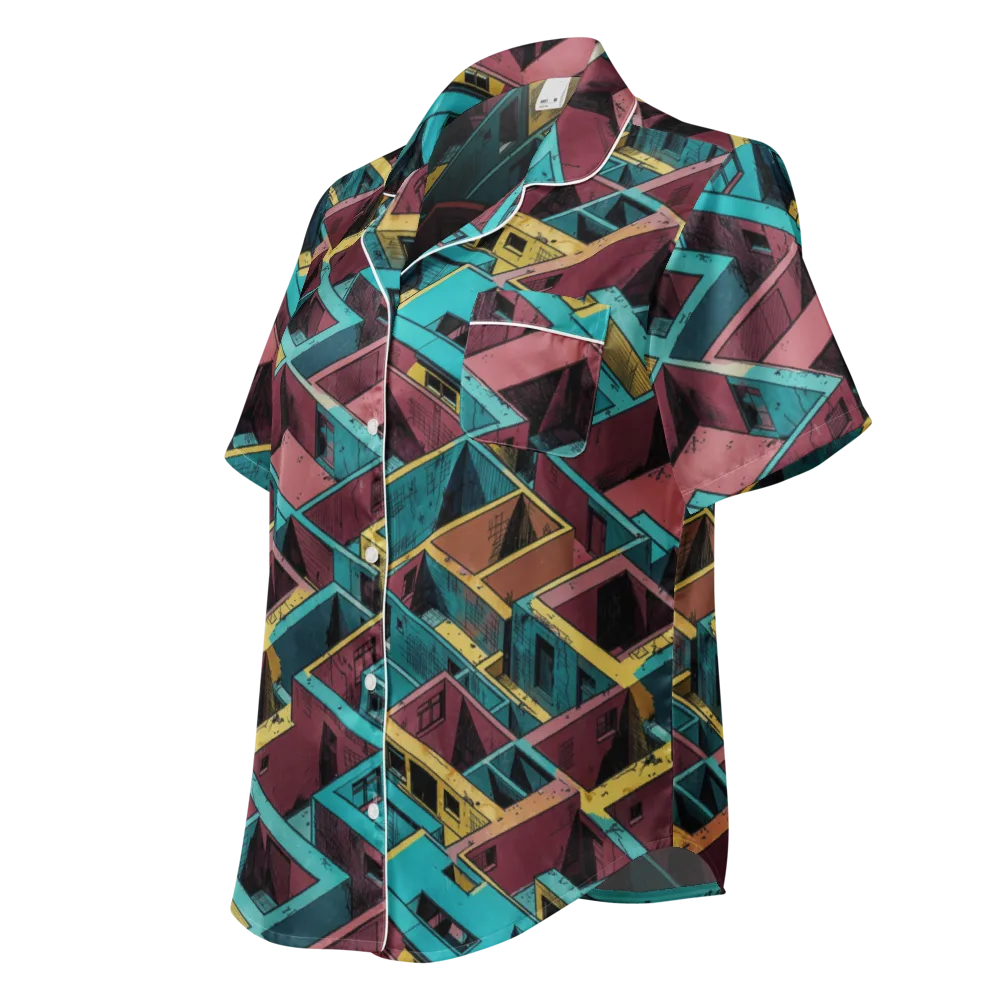 Concrete Kaleidoscope on Women's Short Sleeve Pajama Top — Left Front