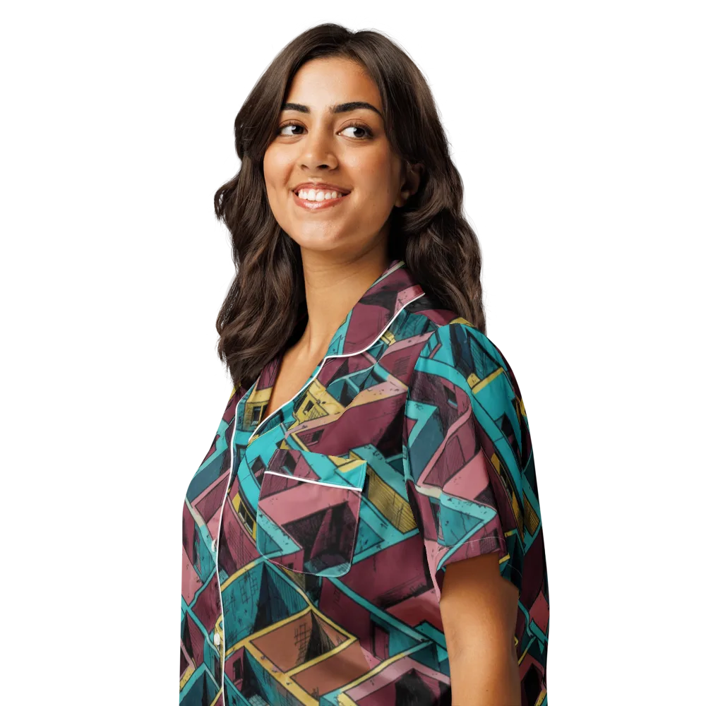 Concrete Kaleidoscope on Women's Short Sleeve Pajama Top — Left Front