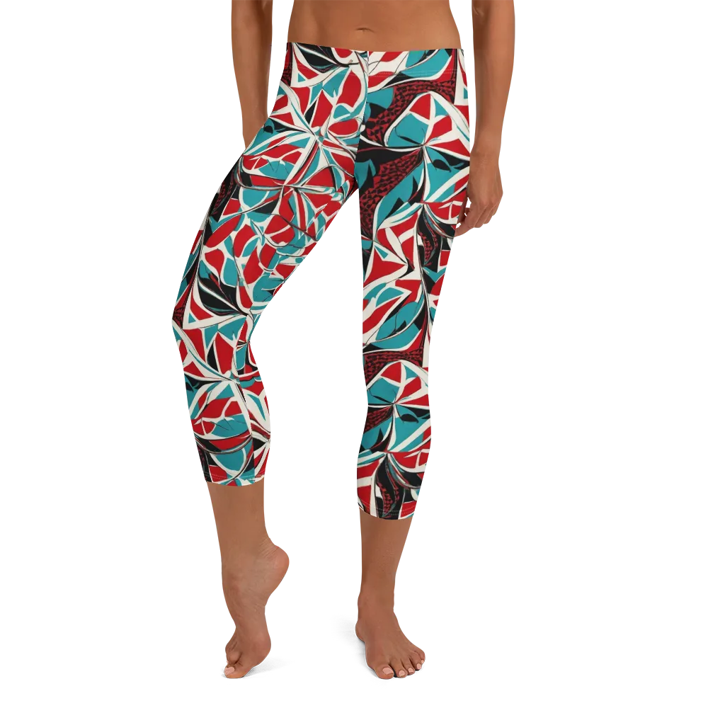 Crimson Tidal on Capri Leggings — Front