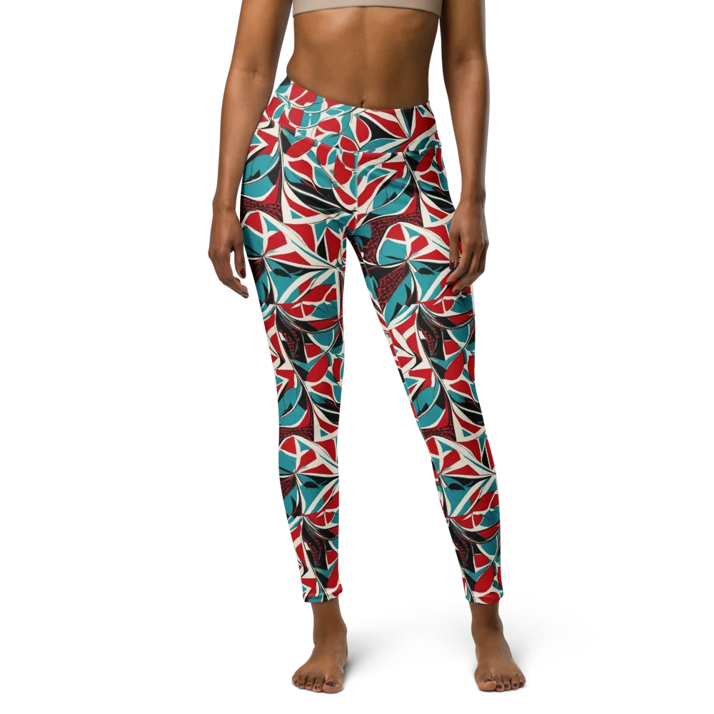 Crimson Tidal on Yoga Leggings — Front