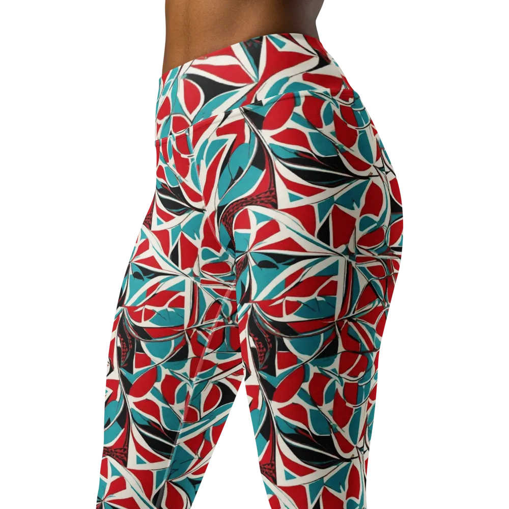 Crimson Tidal on Yoga Leggings — Left Front