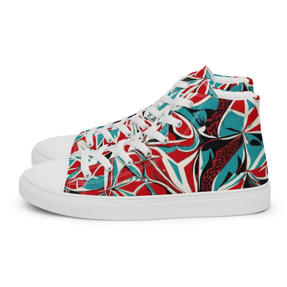 Crimson Tidal on Men's High Top Canvas Shoes — Left