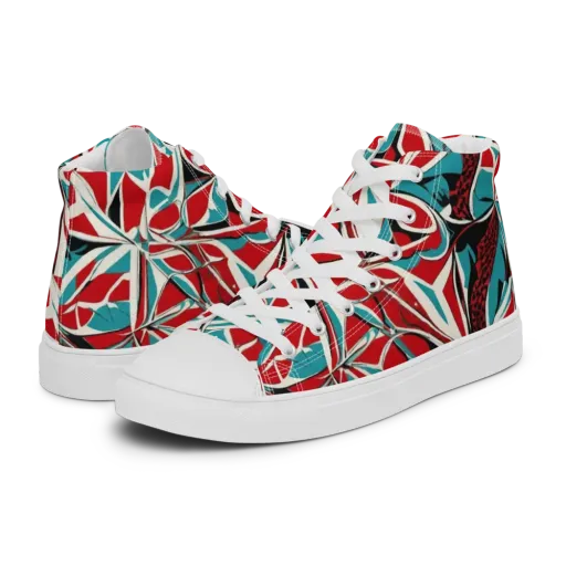 Crimson Tidal on a Men's High Top Canvas Shoes