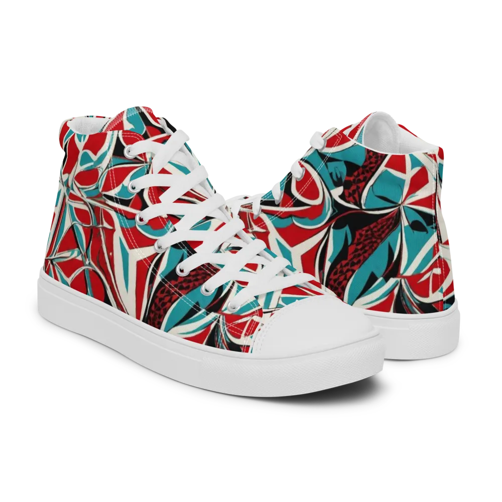 Crimson Tidal on Men's High Top Canvas Shoes — Right