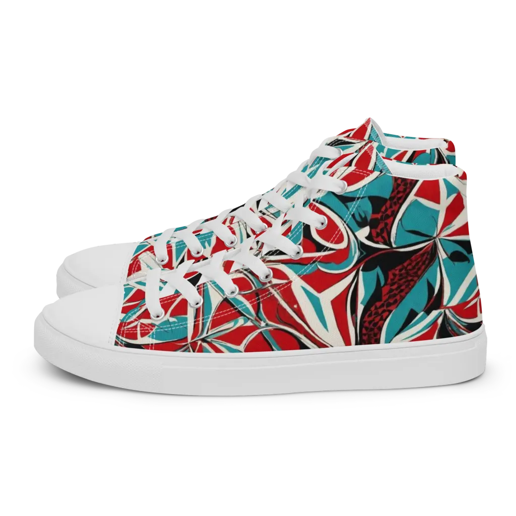 Crimson Tidal on Women's High Top Canvas Shoes — Left