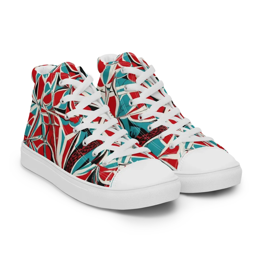 Crimson Tidal on Women's High Top Canvas Shoes — Right Front