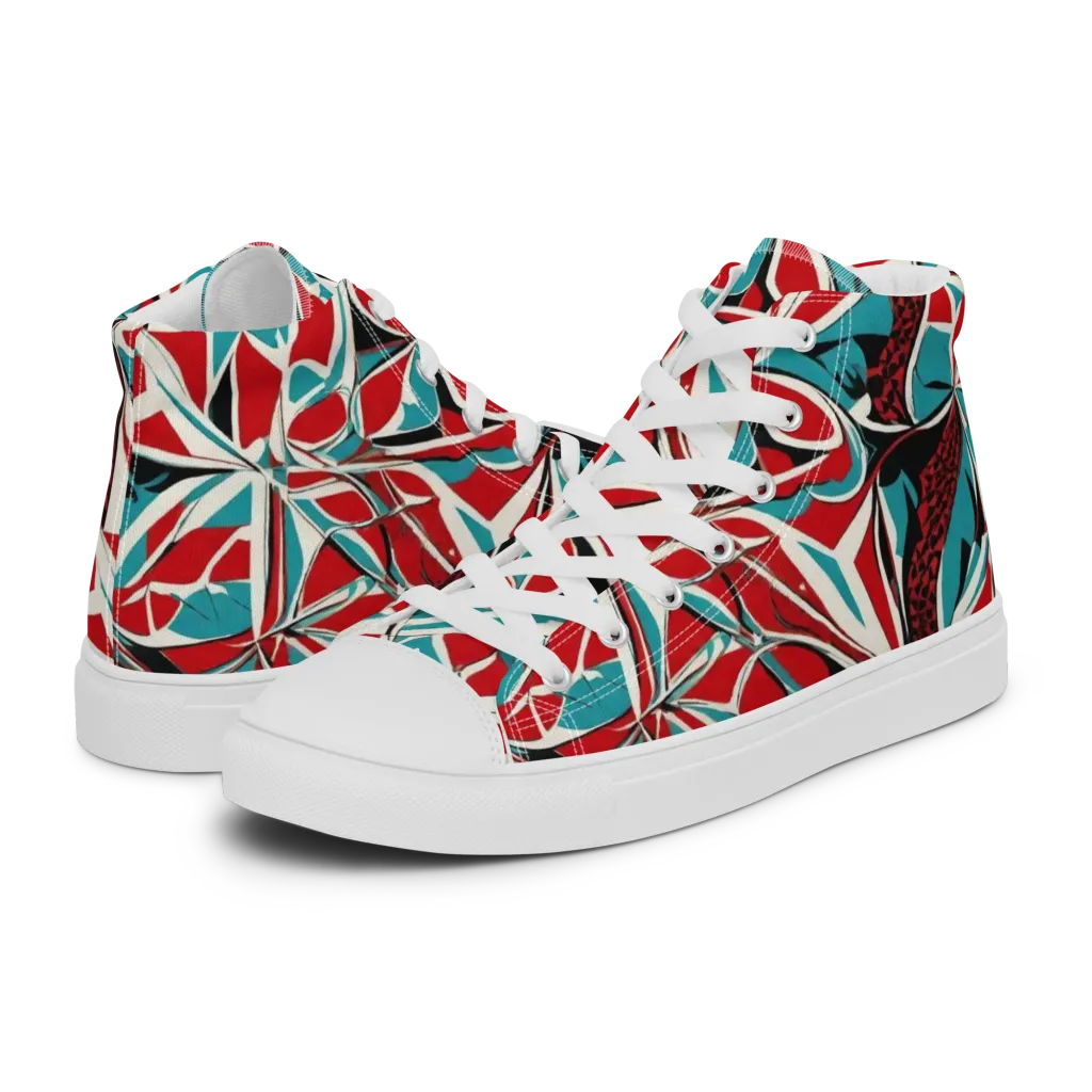Crimson Tidal on Women's High Top Canvas Shoes — Left