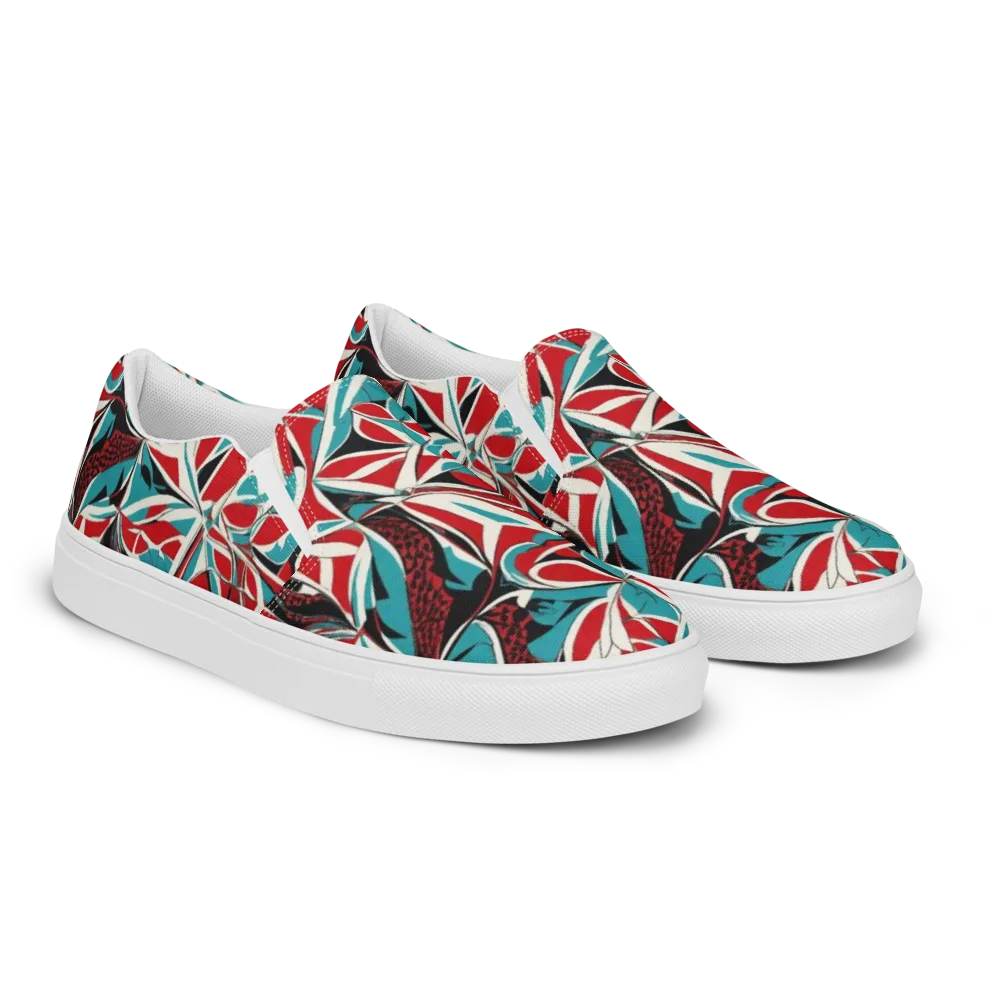 Crimson Tidal on Men's Slip-On Canvas Shoes — Right Front