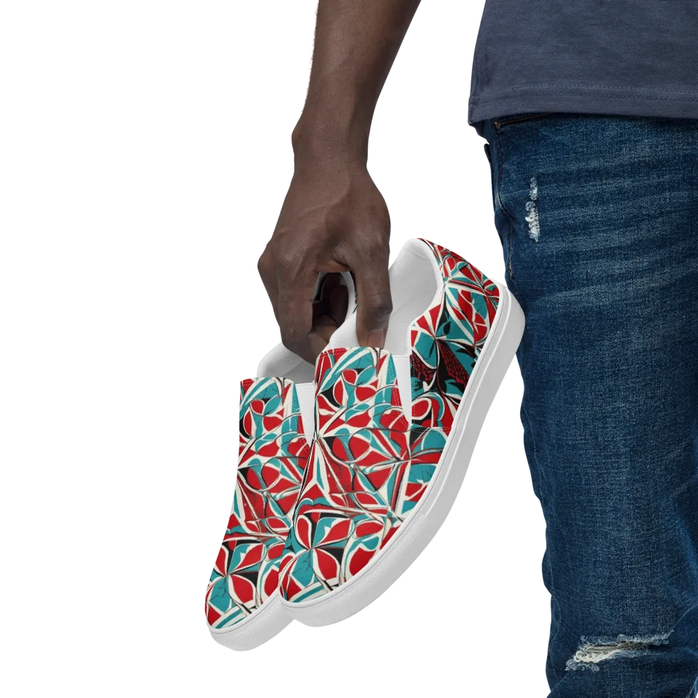 Crimson Tidal on Men's Slip-On Canvas Shoes — Left Front