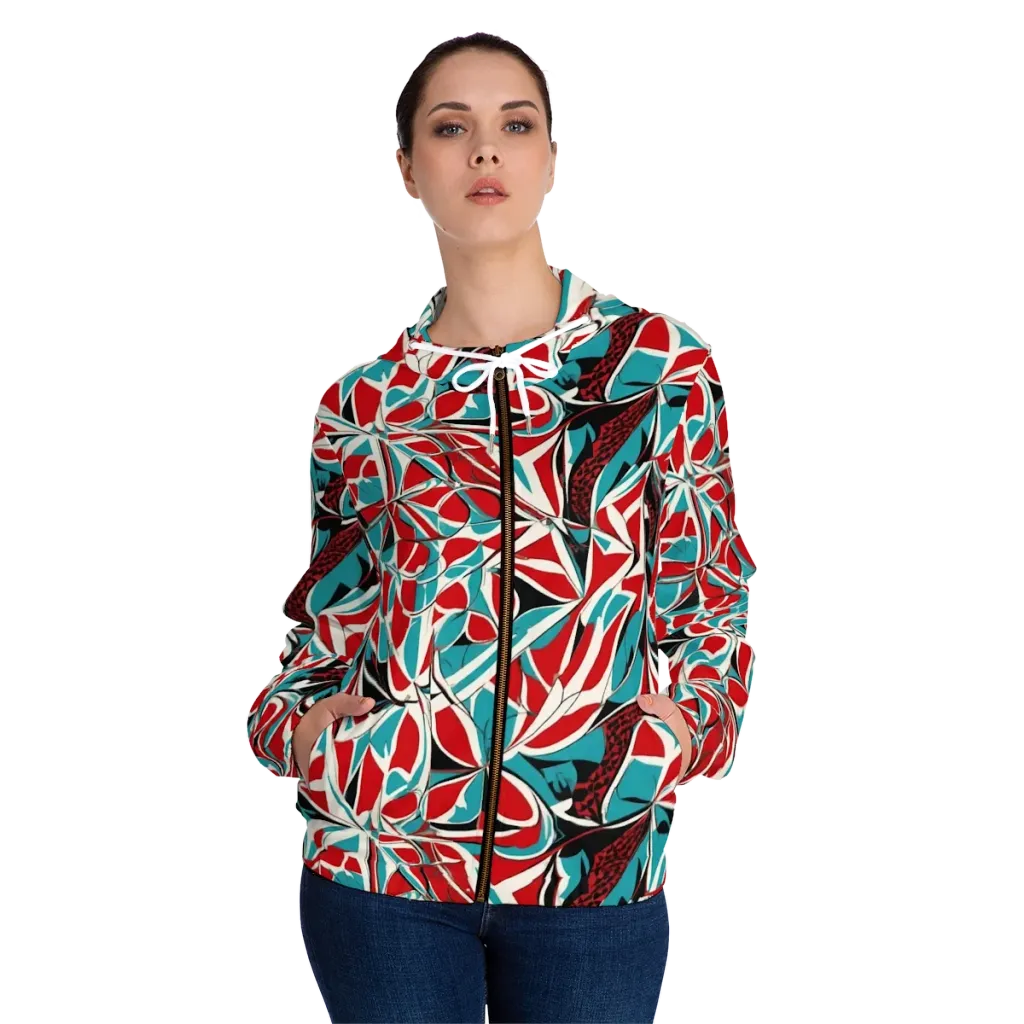 Crimson Tidal on Women's Full-Zip Hoodie — Front On Person