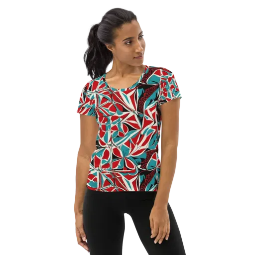 Crimson Tidal on a Women's Athletic T-Shirt