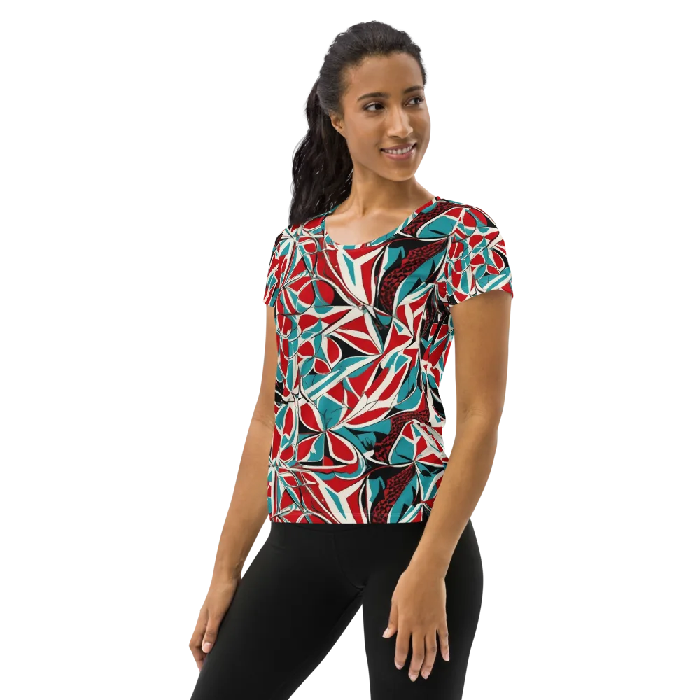 Crimson Tidal on Women's Athletic T-Shirt — Left