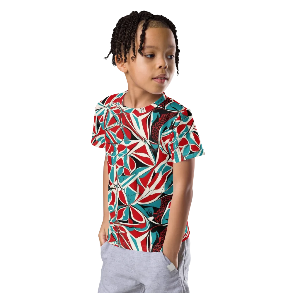 Crimson Tidal on Kids Crew Neck T-Shirt — Left Front