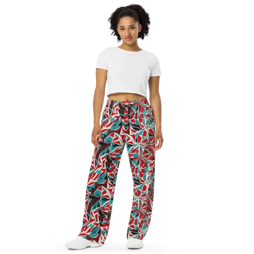 Crimson Tidal on a Wide-Leg Pants