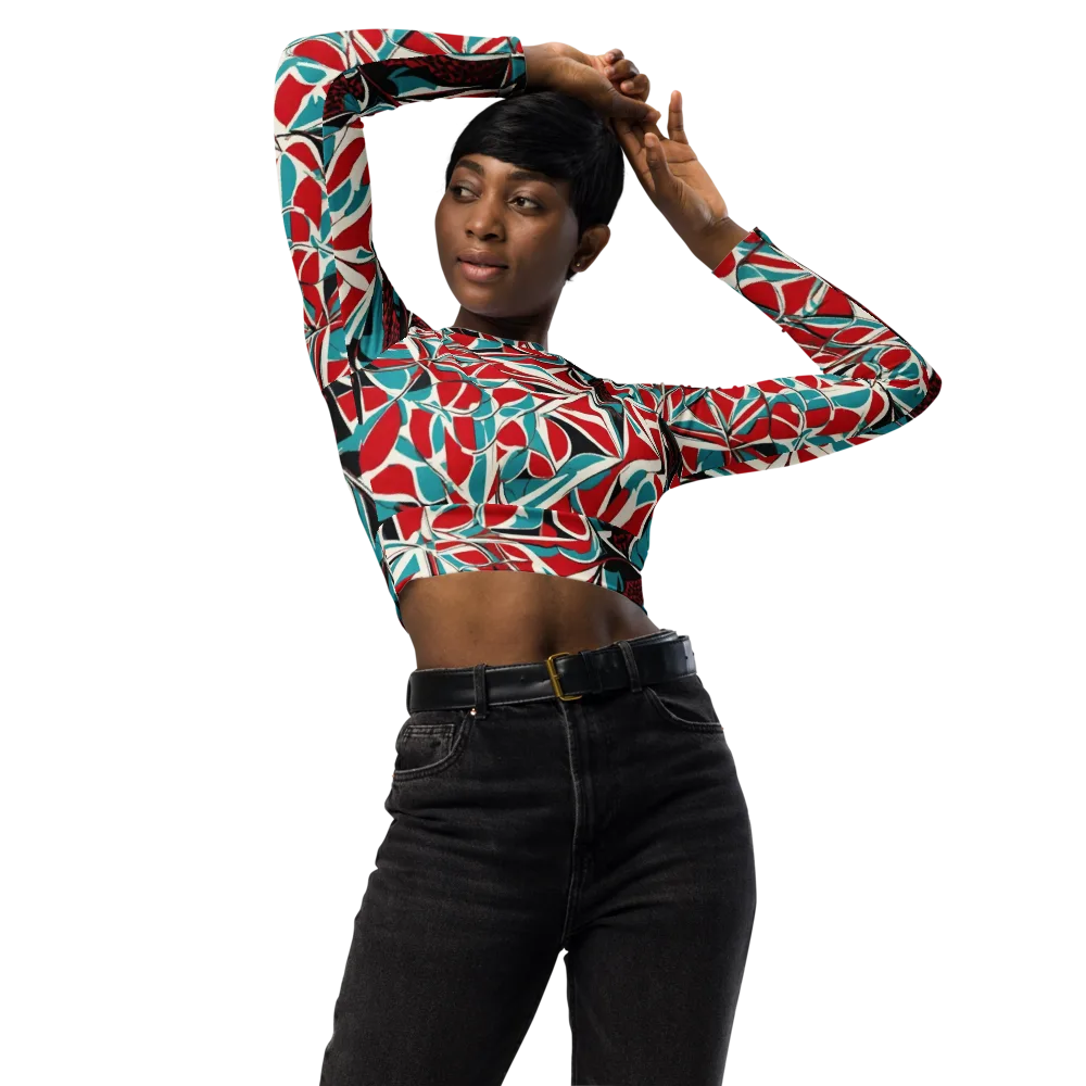 Crimson Tidal on Long Sleeve Crop Top — Front