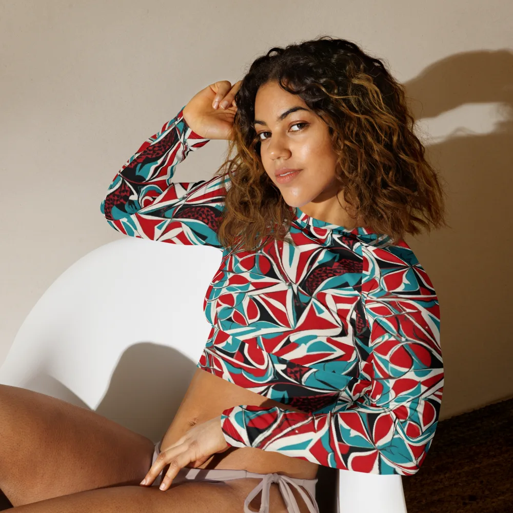 Crimson Tidal on Long Sleeve Crop Top — Left Front